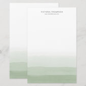 Papeterie Aquarelle moderne vert Ombre personnalisé (Devant / Derrière)