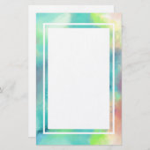 Papeterie Aquarelle moderne verte et bleue Nebula (Devant / Derrière)