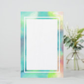 Papeterie Aquarelle moderne verte et bleue Nebula (Debout devant)