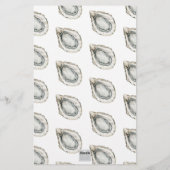 Papeterie Aquarelle Monogramme Côte Bleu Bow Huître (Dos)