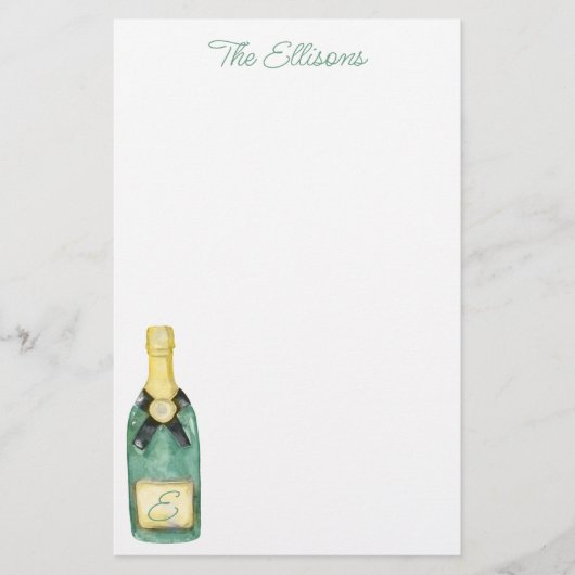 Papeterie Aquarelle Monogramme Vin (Devant)