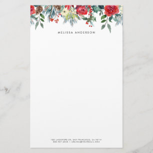 Papeterie Aquarelle Noël Floral Garland Personnalisé