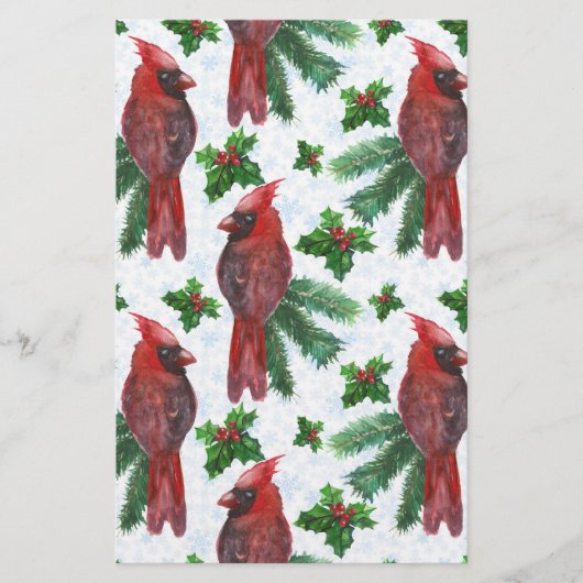 Papeterie aquarelle Oiseau cardinal rouge (Devant)