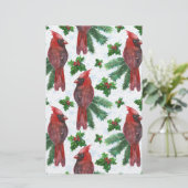 Papeterie aquarelle Oiseau cardinal rouge (Debout devant)