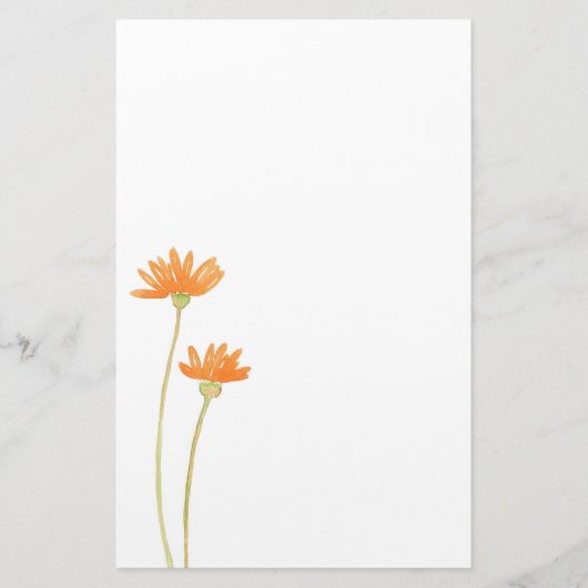 Papeterie Aquarelle orange marguerites (Devant)