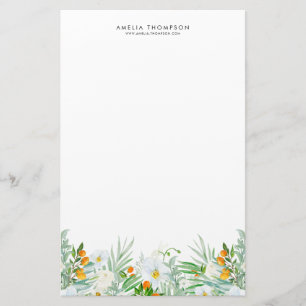Papeterie Aquarelle Orchidées blanches & Kumquats Garland Cu