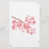 Papeterie Aquarelle originale de la fleur de cerisier (Devant / Derrière)