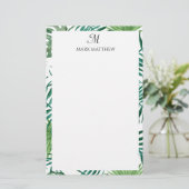 Papeterie Aquarelle Palme tropicale Feuille Monogramme  (Debout devant)