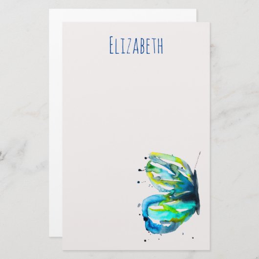 Papeterie Aquarelle papillon (Devant / Derrière)