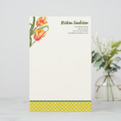 Papeterie Aquarelle Parrot Jaune Tulipes Art Floral (Debout devant)
