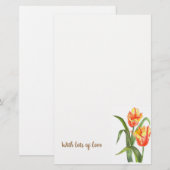 Papeterie Aquarelle Parrot Jaune Tulipes Art Floral (Devant / Derrière)