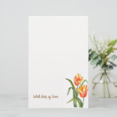 Papeterie Aquarelle Parrot Jaune Tulipes Art Floral (Debout devant)