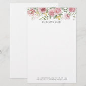 Papeterie Aquarelle Peonies roses et couronne d'or Eucalyptu (Devant / Derrière)