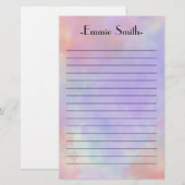 Papeterie Aquarelle personnalisée Lavande rose pourpre (Devant / Derrière)