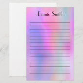 Papeterie Aquarelle personnalisée rose pourpre (Devant / Derrière)