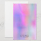 Papeterie Aquarelle personnalisée rose violet (Devant / Derrière)