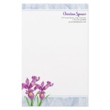 Aquarelle Purple Iris Botanique Floral Organza