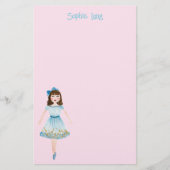 Papeterie Aquarelle rose blanc Clara (Devant)