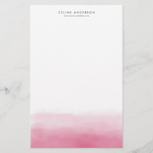 Papeterie Aquarelle rose chaud Ombre Gradient Personnalisé (Devant)