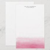 Papeterie Aquarelle rose chaud Ombre Gradient Personnalisé (Devant / Derrière)