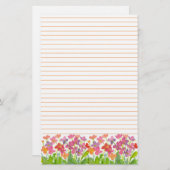 Papeterie Aquarelle rose Fleurs orange (Devant / Derrière)