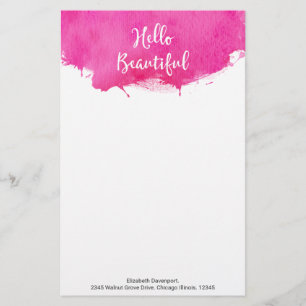 Papeterie Aquarelle rose Paint Splatter Hello Beautity