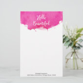 Papeterie Aquarelle rose Paint Splatter Hello Beautity (Debout devant)