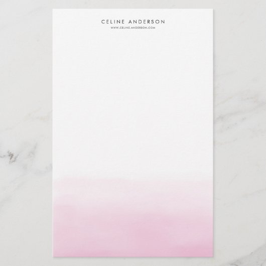 Papeterie Aquarelle rose pâle Ombre Gradient Personnalisé (Devant)