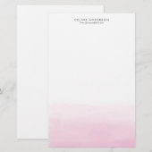 Papeterie Aquarelle rose pâle Ombre Gradient Personnalisé (Devant / Derrière)