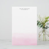 Papeterie Aquarelle rose pâle Ombre Gradient Personnalisé (Debout devant)