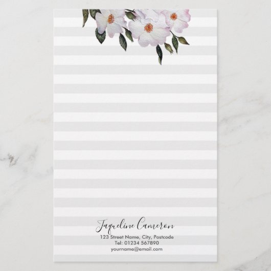 Papeterie Aquarelle rose Roses Ballerina Illustration (Devant)