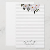 Papeterie Aquarelle rose Roses Ballerina Illustration (Devant / Derrière)