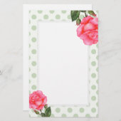 Papeterie Aquarelle rose Roses Floral Art Polka point (Devant / Derrière)