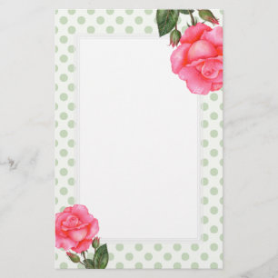 Papeterie Aquarelle rose Roses Floral Art Polka point