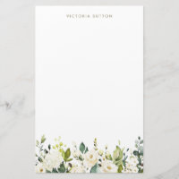 Aquarelle Roses blanches et Hydrangeas Garland