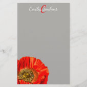 Papeterie Aquarelle Rouge Populaire Fleur et Nom (Devant)