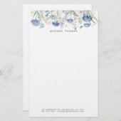 Papeterie Aquarelle rustique Dusty Blue Hydrangeas Floral (Devant / Derrière)