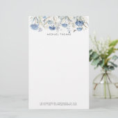 Papeterie Aquarelle rustique Dusty Blue Hydrangeas Floral (Debout devant)