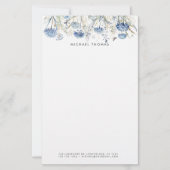 Papeterie Aquarelle rustique Dusty Blue Hydrangeas Floral (Devant)