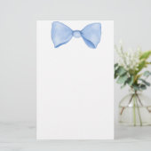 Papeterie Aquarelle simple Bébé Bleu Bow (Debout devant)