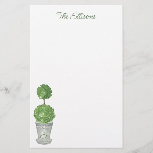 Papeterie Aquarelle Topiaire Monogrammé (Devant)