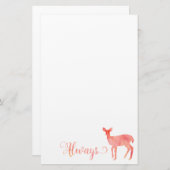 Papeterie Aquarelle toujours rose Doe Deer (Devant / Derrière)