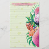 Papeterie Aquarelle tropicale rose Flamant rose Papier de pa (Devant)