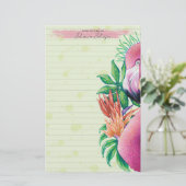 Papeterie Aquarelle tropicale rose Flamant rose Papier de pa (Debout devant)