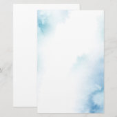 Papeterie Aquarelle Turquoise bleue Cadre Abstrait (Devant / Derrière)