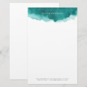 Papeterie Aquarelle Turquoise minimaliste moderne (Devant / Derrière)