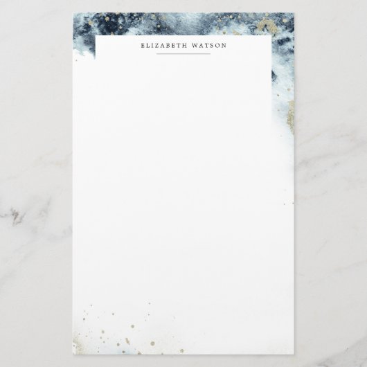 Papeterie Aquarelle Vagues et sable Monogramme Papier (Devant)