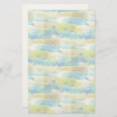 Papeterie Aquarelle vert abstrait, bleu (Devant / Derrière)