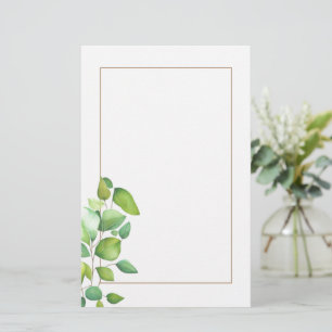 Papeterie Aquarelle vert eucalyptus feuillage vert