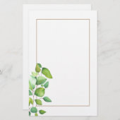 Papeterie Aquarelle vert eucalyptus feuillage vert (Devant / Derrière)